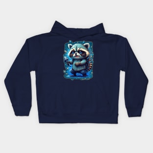 Warrior Racoon Splash Art Kids Hoodie